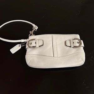 White leather Coach wristlet   Adorable